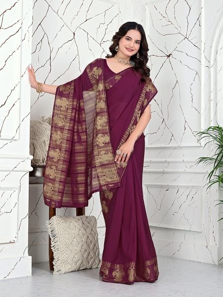 Ready to Wear Banarasi Jacquard Saree in Crepe Fabric Ready To Wear Sarees