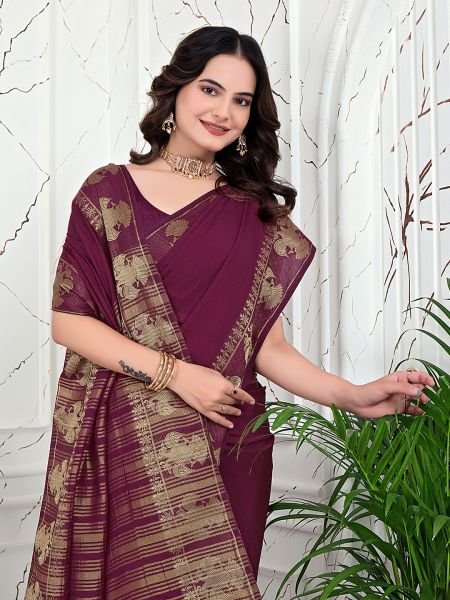 Ready to Wear Banarasi Jacquard Saree in Crepe Fabric Ready To Wear Sarees