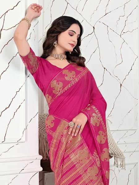 Ready to Wear Banarasi Jacquard Saree in Crepe Fabric Ready To Wear Sarees
