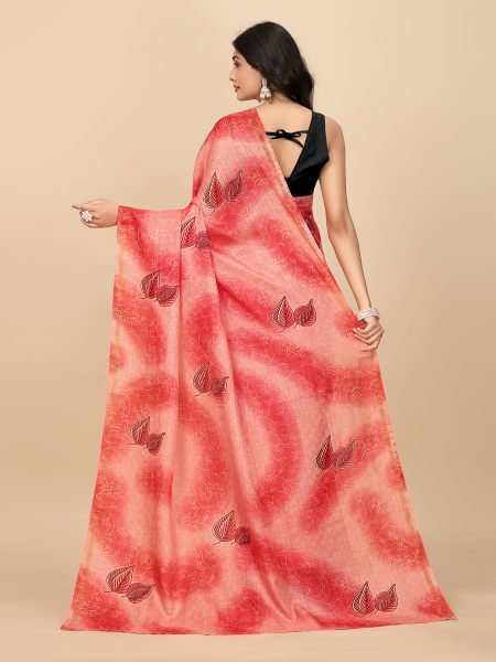 Elegant Checkered Manipuri Jute Silk Saree in Vibrant Red, Ready to Wear Ready To Wear Sarees