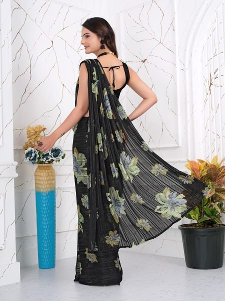 Ready to Wear Chiffon Saree with Zari Lines for Party Look Ready To Wear Sarees
