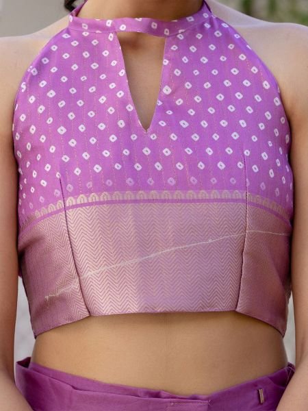 Ready to Wear Dola Silk Bandhani Saree with Zari Woven Border Ready To Wear Sarees