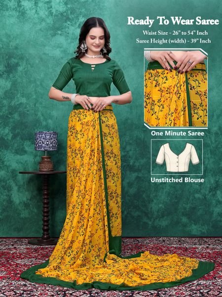  Ready to Wear Floral Bliss Simmer Silk Saree 