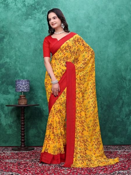  Ready to Wear Floral Bliss Simmer Silk Saree Ready To Wear Sarees