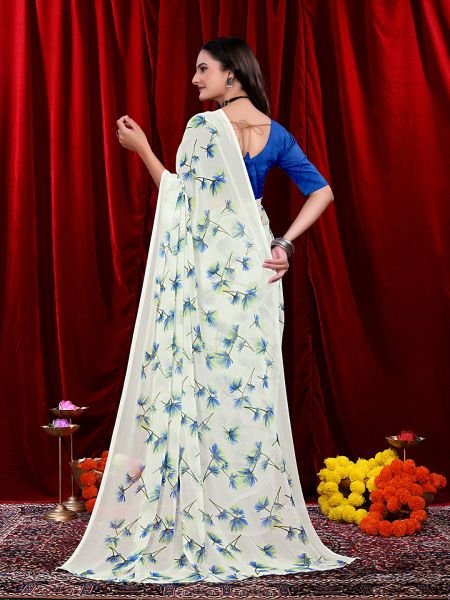 Ready to wear Floral Printed Georgette Saree Ready To Wear Sarees