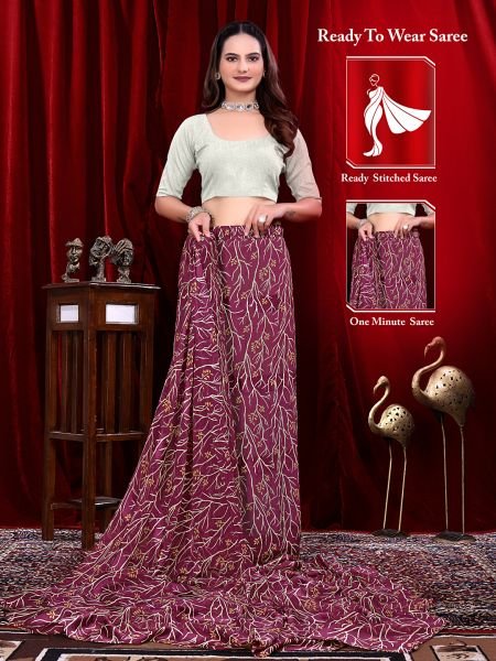 Ready to Wear Georgette Pattu Printed Saree Daily Deals