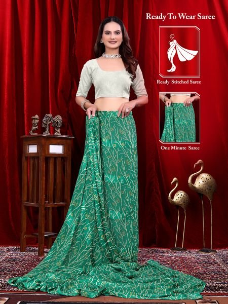 Ready to Wear Georgette Pattu Printed Saree Daily Deals