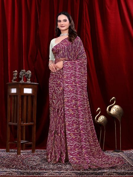 Ready to Wear Georgette Pattu Printed Saree Ready To Wear Sarees