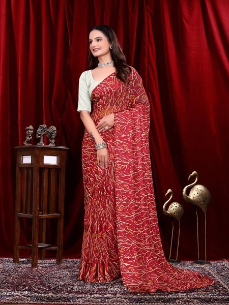 Ready to Wear Georgette Pattu Printed Saree Ready To Wear Sarees