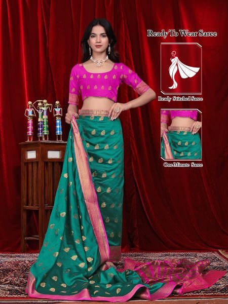 Ready to Wear Jacquard Pure Silk Saree Daily Deals