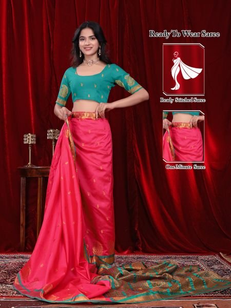Ready to Wear Jacquard Pure Silk Saree Daily Deals