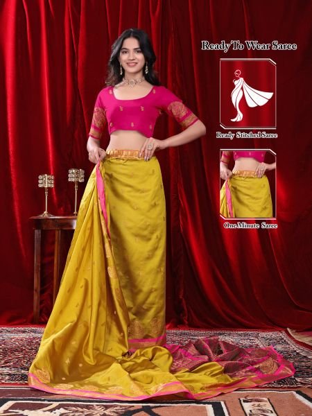 Ready to Wear Jacquard Cotton Silk Saree Banarasi Sarees