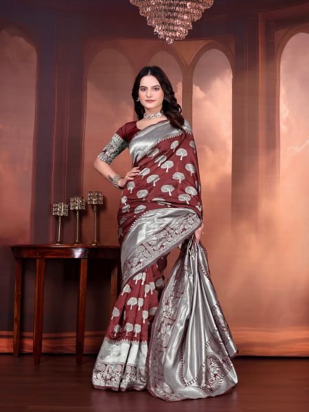 Ready to Wear Jacquard Pure Silk Saree Ready To Wear Sarees