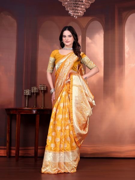 Ready to Wear Jacquard Pure Silk Saree Ready To Wear Sarees