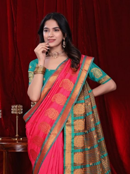 Ready to Wear Jacquard Pure Silk Saree Ready To Wear Sarees