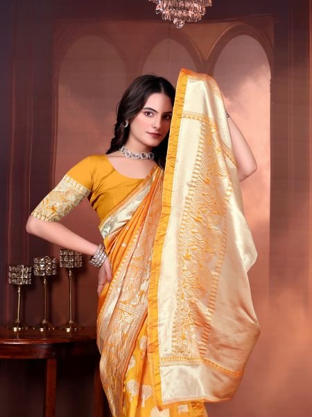 Ready to Wear Jacquard Pure Silk Saree Ready To Wear Sarees