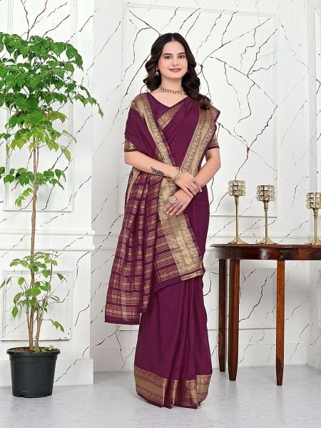 Ready to Wear Jacquard Saree in Crepe Banarasi Fabric Ready To Wear Sarees