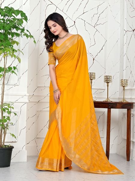 Ready to Wear Jacquard Saree in Crepe Banarasi Fabric Ready To Wear Sarees