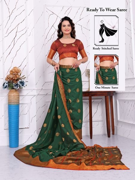 Ready to Wear Pure Banarasi Silk Saree with Jacquard   Woven Weaving Work Daily Deals