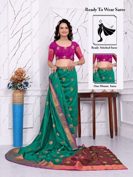 Ready to Wear Pure Banarasi Silk Saree with Jacquard   Woven Weaving Work Daily Deals