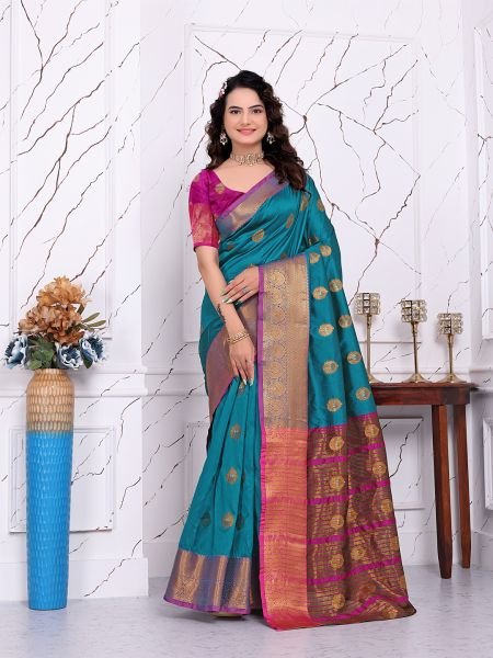 Ready to Wear Pure Banarasi Silk Saree with Jacquard   Woven Weaving Work Ready To Wear Sarees