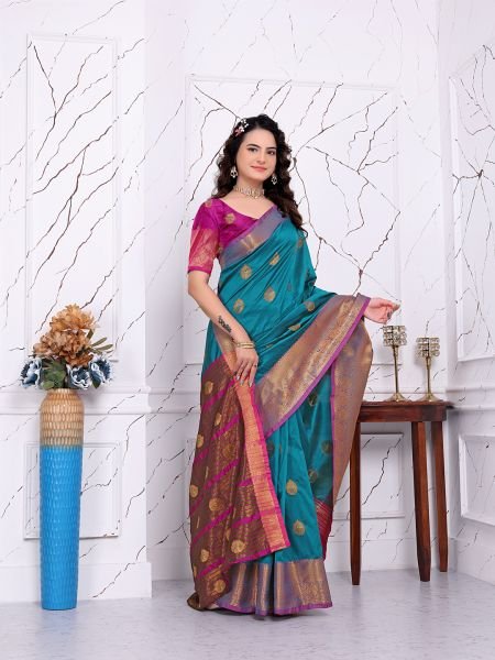 Ready to Wear Pure Banarasi Silk Saree with Jacquard   Woven Weaving Work Ready To Wear Sarees