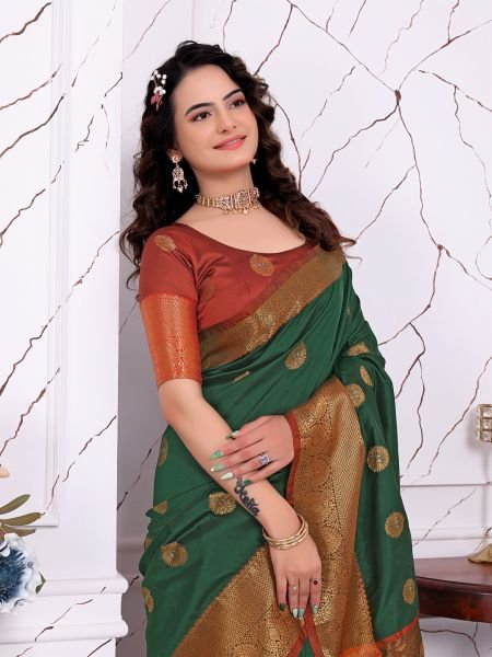 Ready to Wear Pure Banarasi Silk Saree with Jacquard   Woven Weaving Work Ready To Wear Sarees
