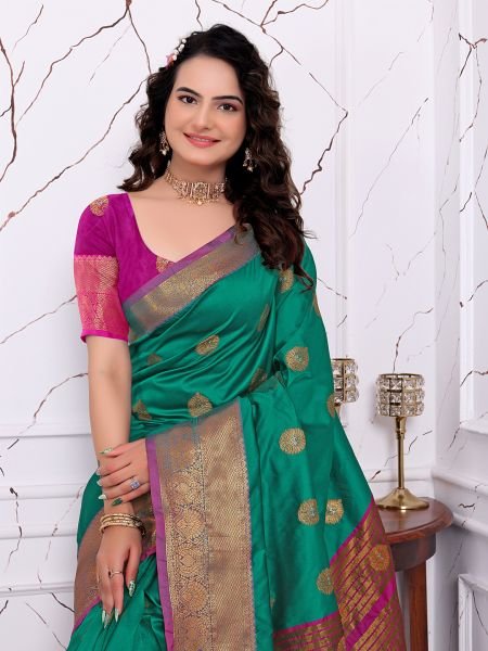 Ready to Wear Pure Banarasi Silk Saree with Jacquard   Woven Weaving Work Ready To Wear Sarees