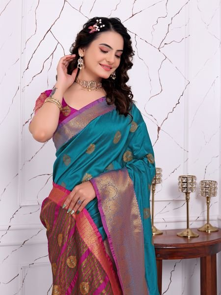 Ready to Wear Pure Banarasi Silk Saree with Jacquard   Woven Weaving Work Ready To Wear Sarees