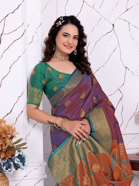 Ready to Wear Pure Banarasi Silk Saree with Jacquard   Woven Weaving Work Ready To Wear Sarees