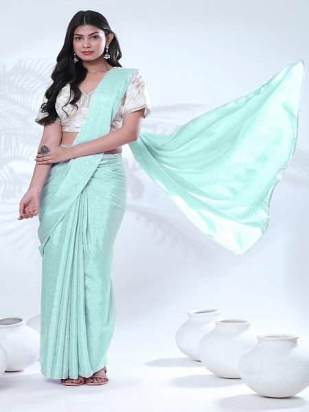Ready To Wear Chiffon Rama Saree With Stitch Blouse  Sale
