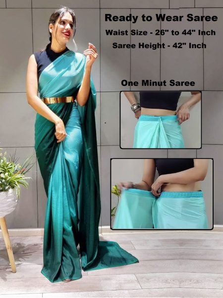 Ready To Wear Solid Chiffon Two Tone Saree With Belt Ready To Wear Sarees