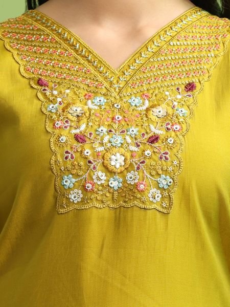 Roman Silk Embroidered Hand Work Kurta Pant Set with Dupatta – Elegant Women’s Ethnic Wear Kurta Sets