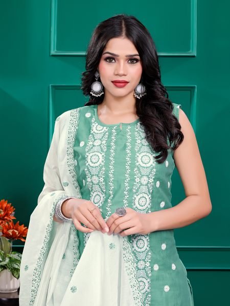 Roman Silk Embroidered Kurta Pant Set with Georgette Dupatta   Stitched Party   Festive Wear Set for Women Kurta Sets