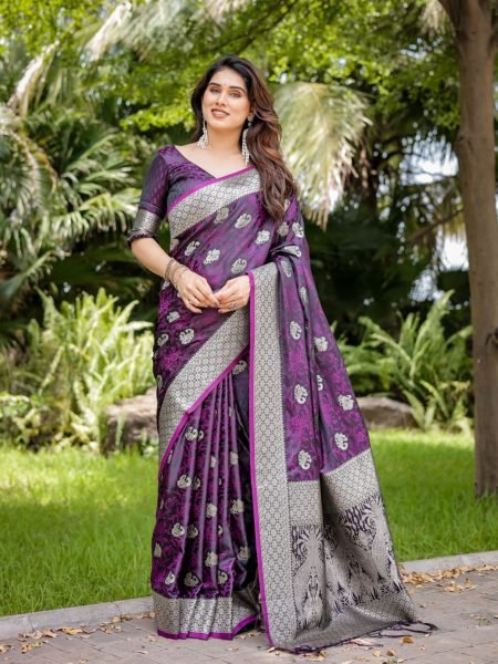 Satin Banarasi Silk Woven Saree Banarasi Sarees
