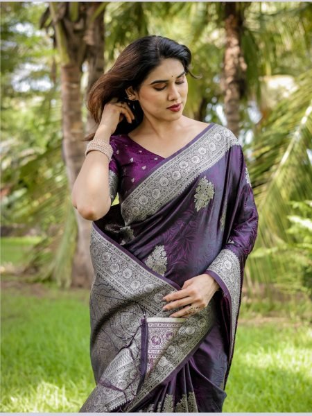 Satin Banarasi Silk Woven Saree Banarasi Sarees