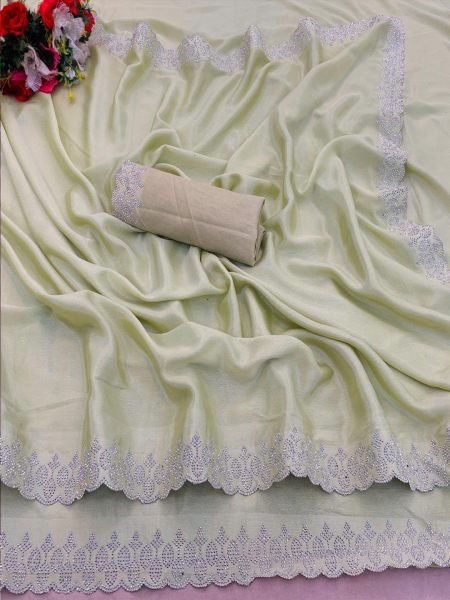 SIROSKI DAIMOND WORK SILK SAREE Daily Deals