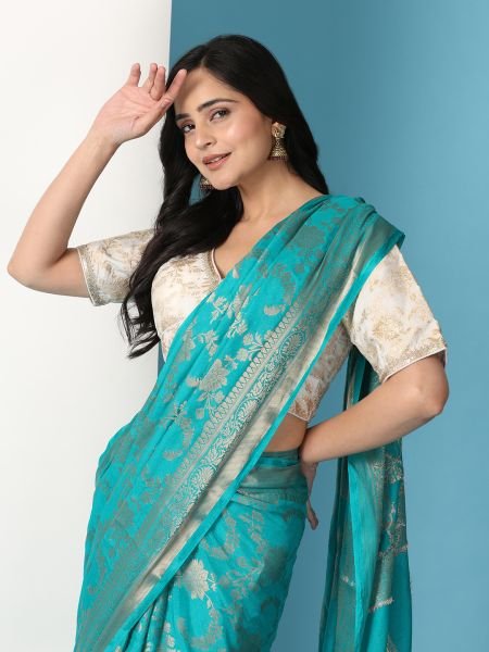 Sky Ready to Wear Pure Banarasi Georgette Saree Sale