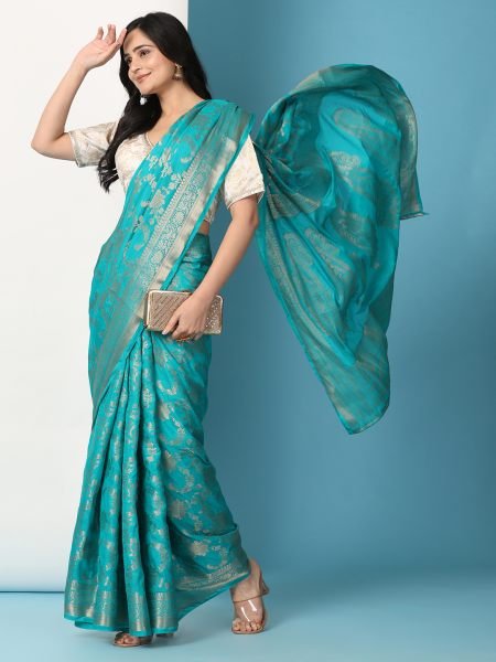 Sky Ready to Wear Pure Banarasi Georgette Saree Ready To Wear Sarees