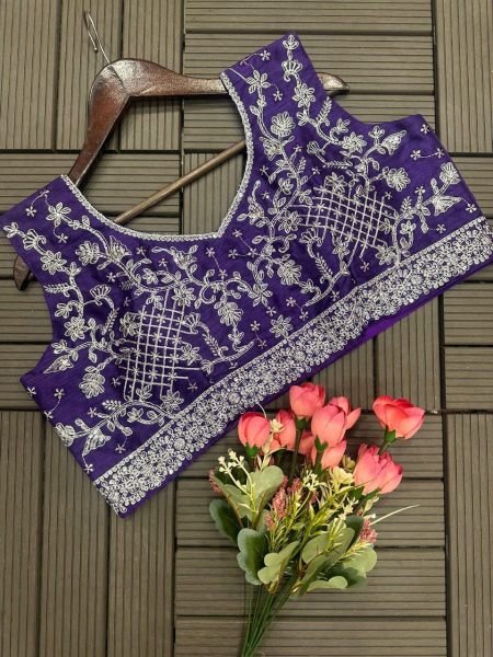 Trending Purple Embroidery cording work ready to wear Saree Designer Sarees