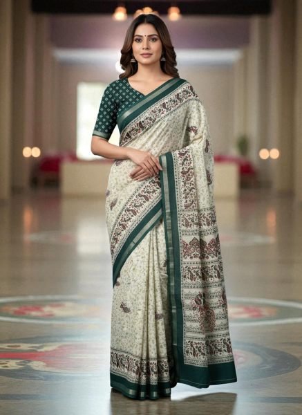 Vibrant All Over Digital Print Pure Cotton Saree  Printed Sarees