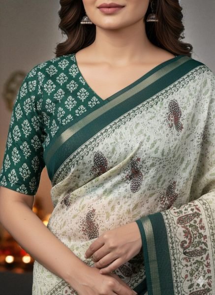 Vibrant All Over Digital Print Pure Cotton Saree  Printed Sarees