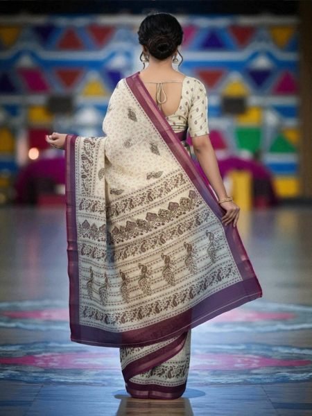 Vibrant All Over Digital Print Pure Cotton Saree  Printed Sarees