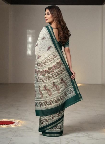 Vibrant All Over Digital Print Pure Cotton Saree  Printed Sarees