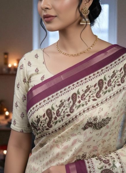 Vibrant All Over Digital Print Pure Cotton Saree  Printed Sarees