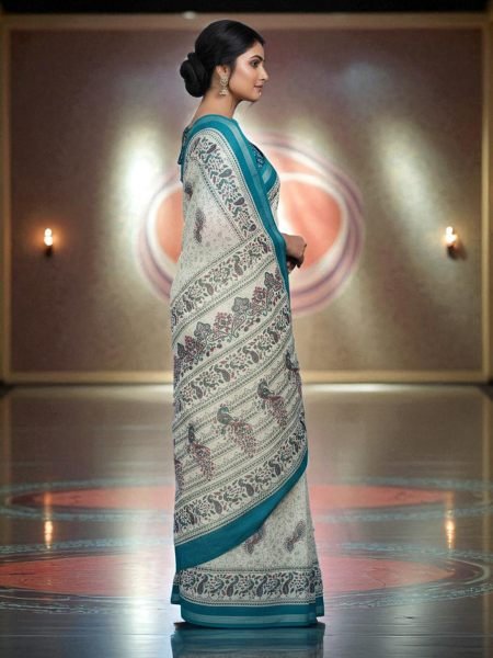 Vibrant All Over Digital Print Pure Cotton Saree  Printed Sarees