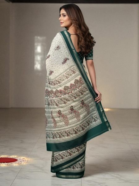 Vibrant All Over Digital Print Pure Cotton Saree  Printed Sarees