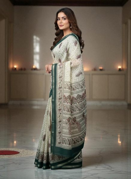 Vibrant All Over Digital Print Pure Cotton Saree  Printed Sarees