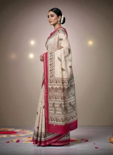 Vibrant All Over Digital Print Pure Cotton Saree  Printed Sarees