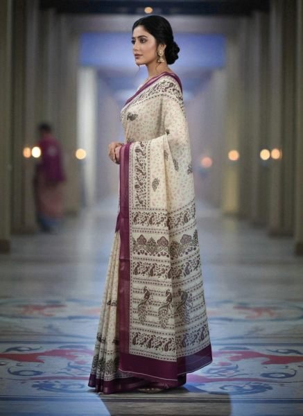 Vibrant All Over Digital Print Pure Cotton Saree  Printed Sarees